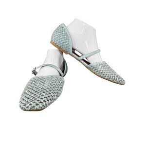 Cityclassified Womens Size 9 Light Blue Crochet Ballet Flats